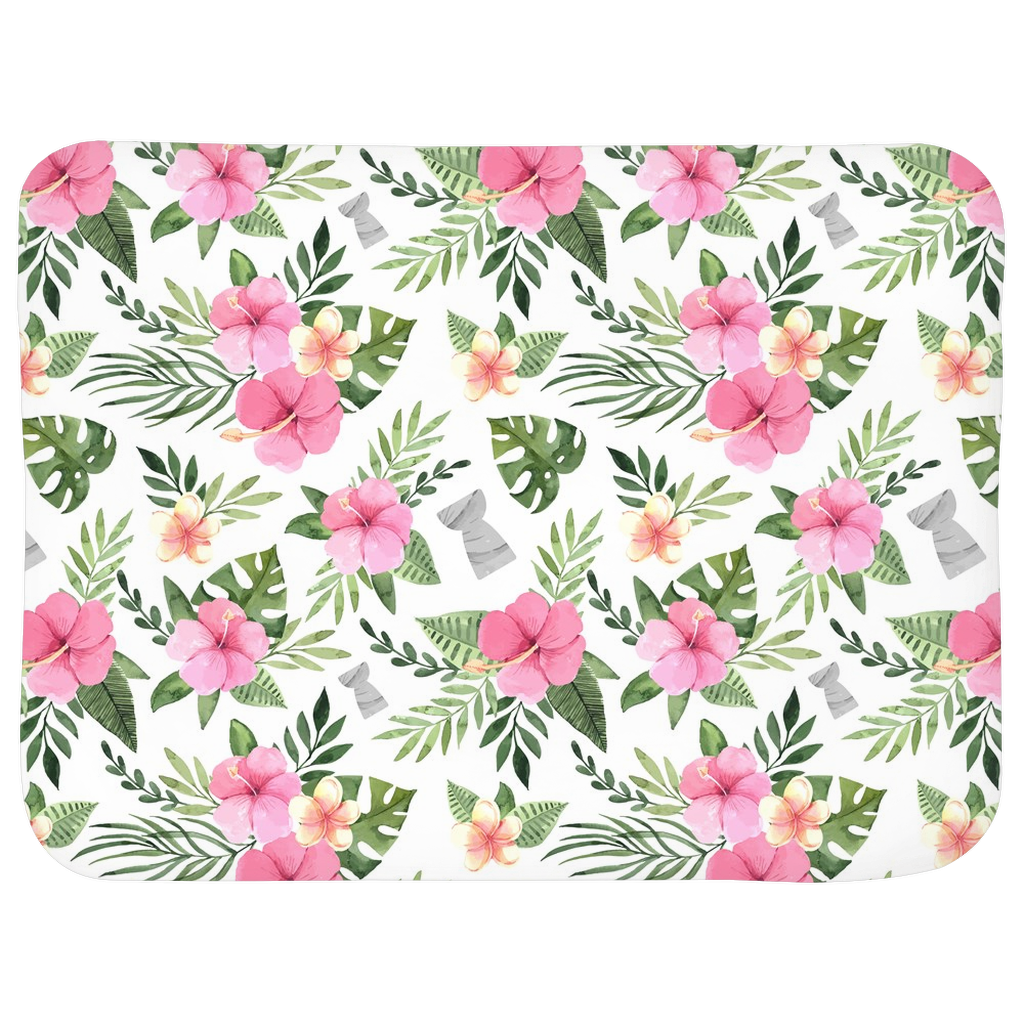 Latte Stone Pink Hibiscus Sherpa Baby Blanket