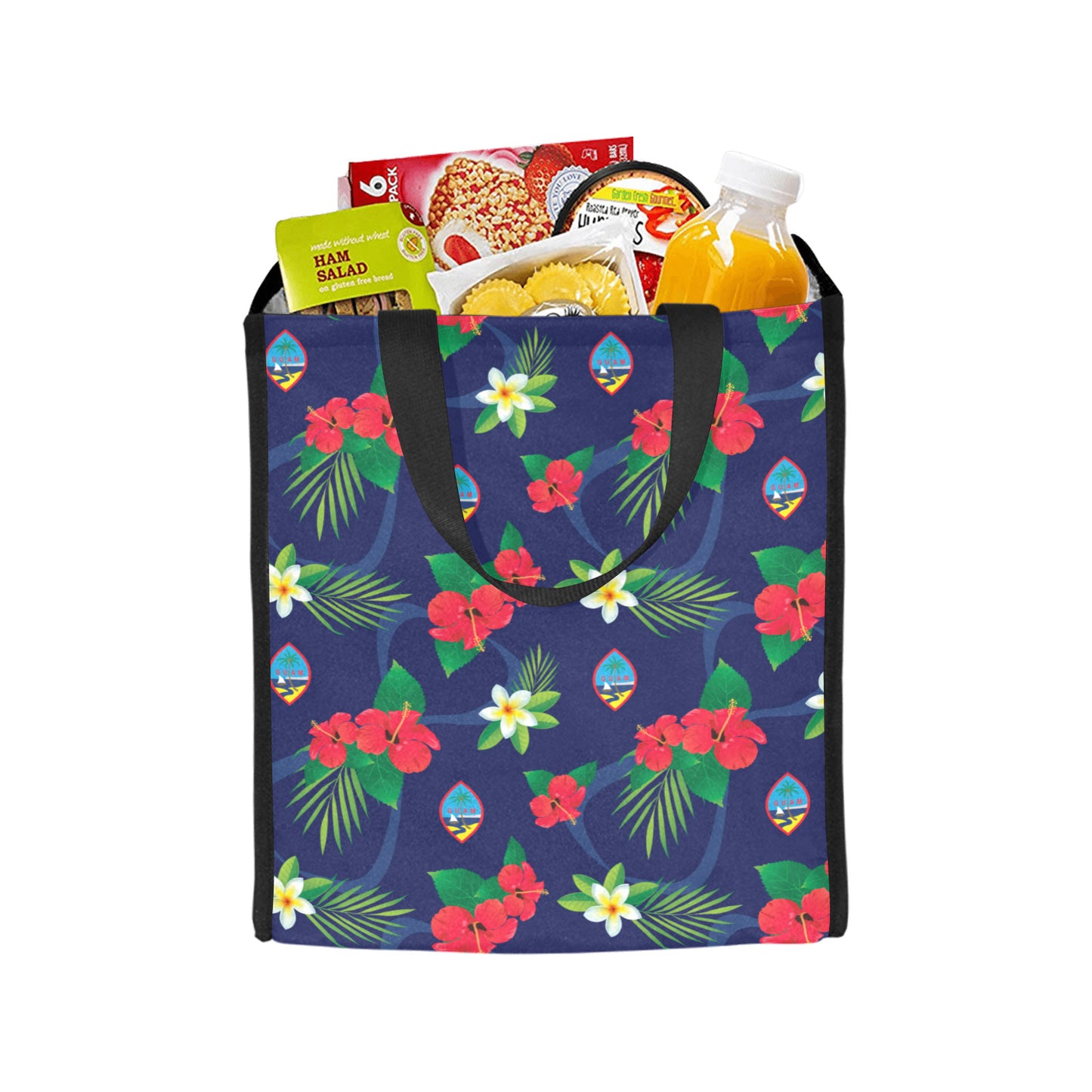 Guam Flag Flowers Balutan Large Picnic Tote Bag