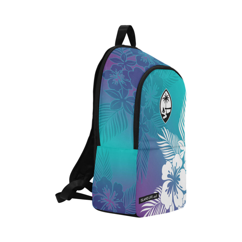 Guam Tropical Hibiscus Teal Purple Laptop Backpack
