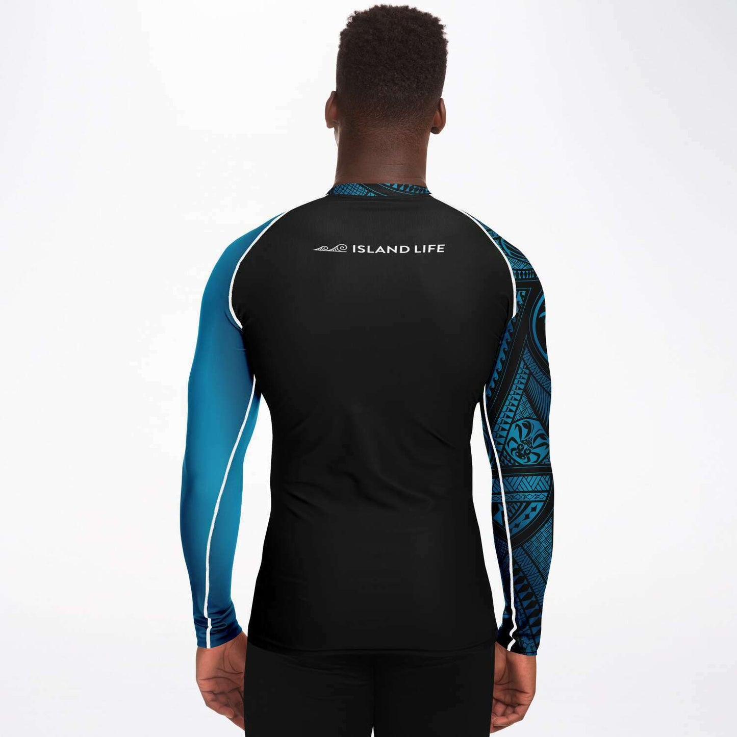Guahan Tribal Men's Aqua Blue Rashguard