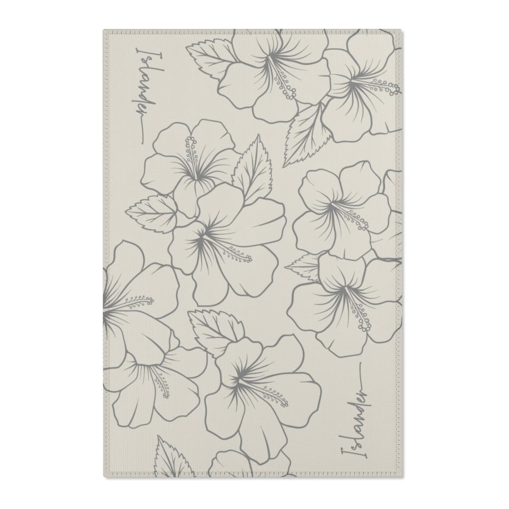 Guam CNMI Modern Hibiscus Beige Gray Area Rug