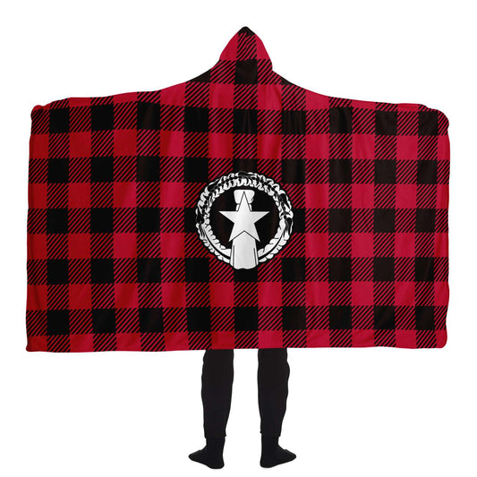 CNMI Saipan Tinian Rota Buffalo Plaid Premium Sherpa Hooded Blanket