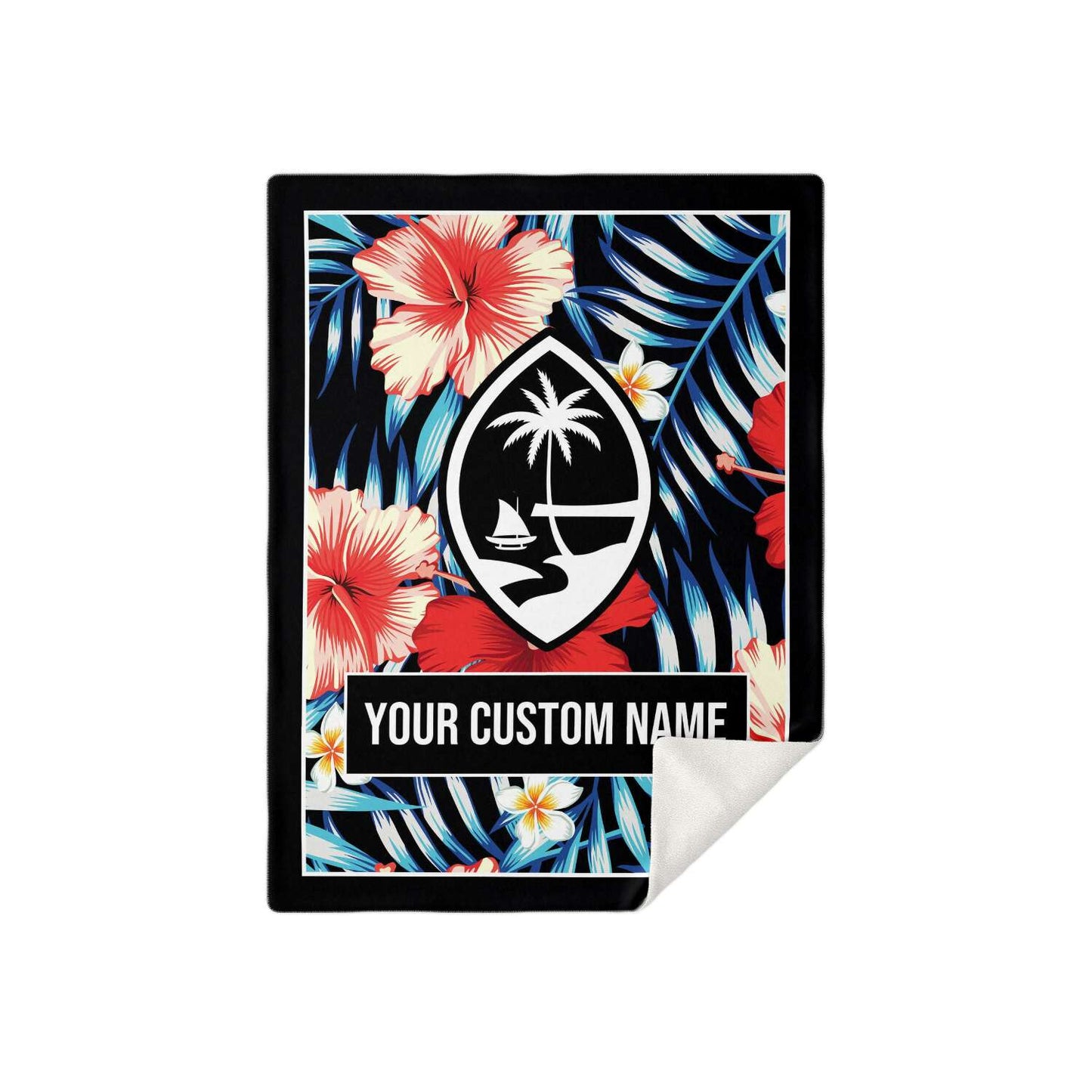 Guam Tropical Floral Microfleece Blanket with Personalization