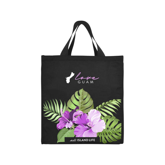 Love Guam Purple Hibiscus Balutan Large Picnic Tote Bag
