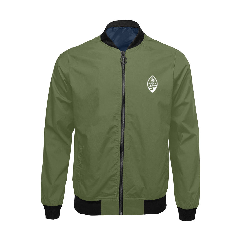 Guam Map Green Men's Bomber Jacket Plus Size