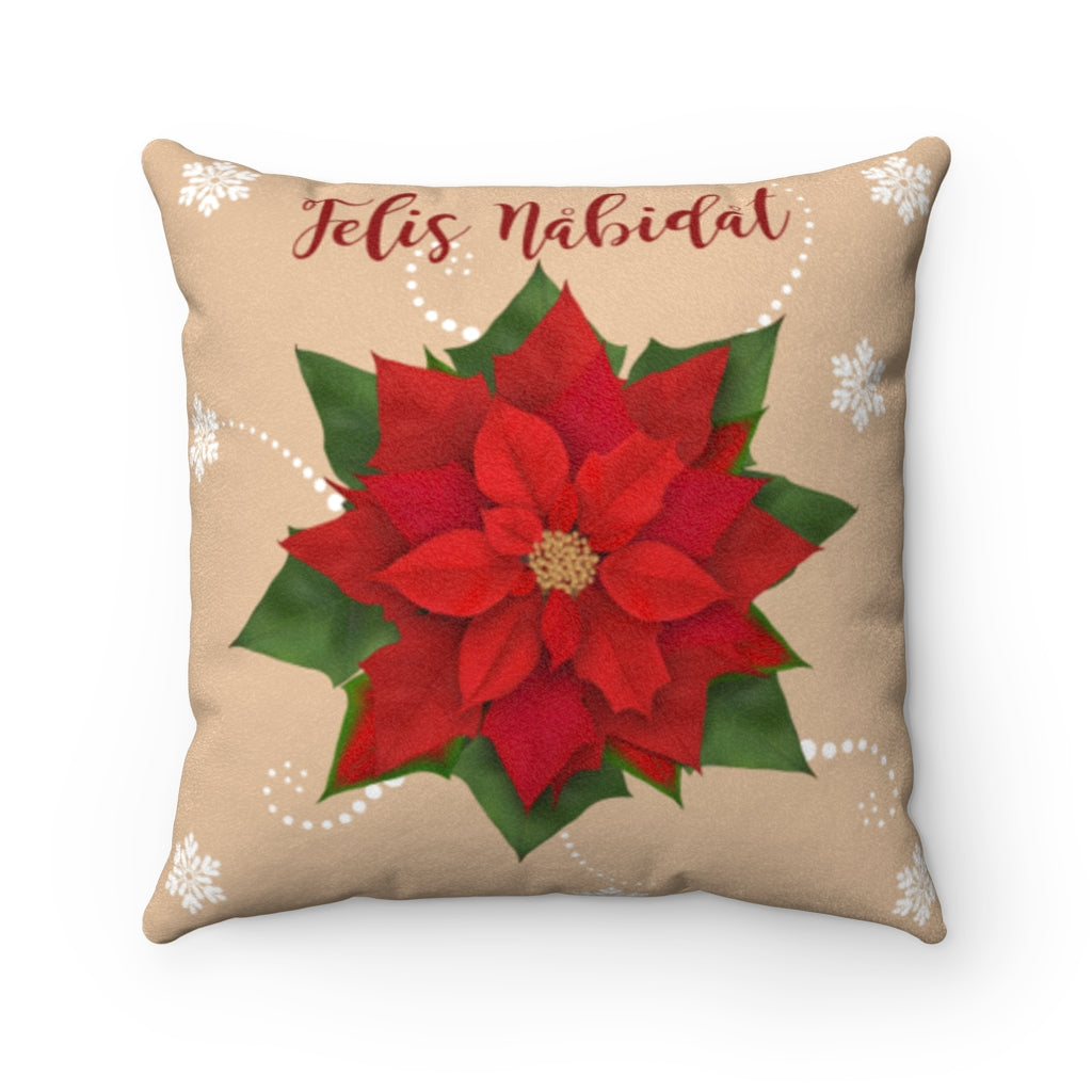 Felis Nabidat Poinsettia Tan Guam CNMI Faux Suede Square Pillow Case