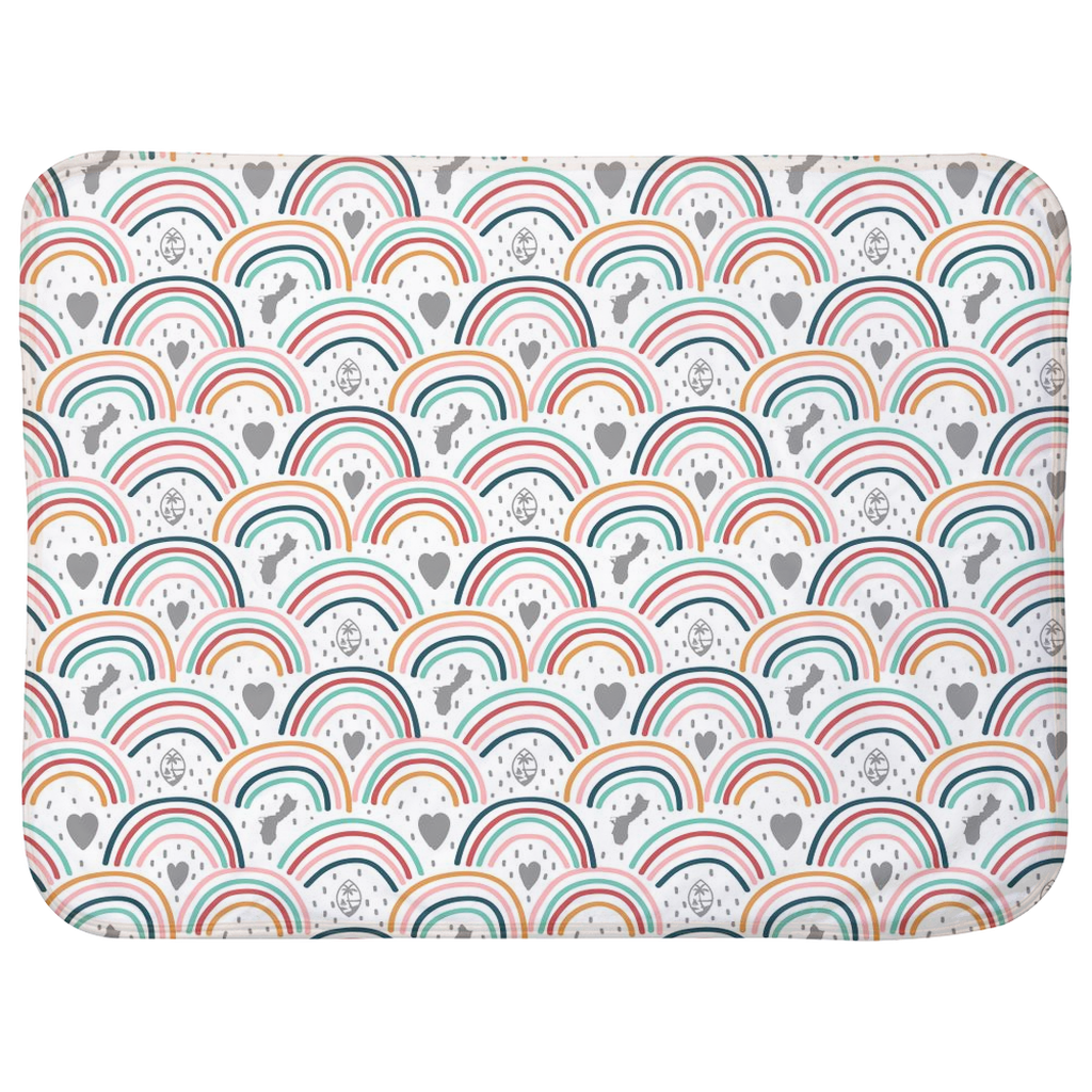 Guam Hearts and Rainbows Sherpa Baby Blanket