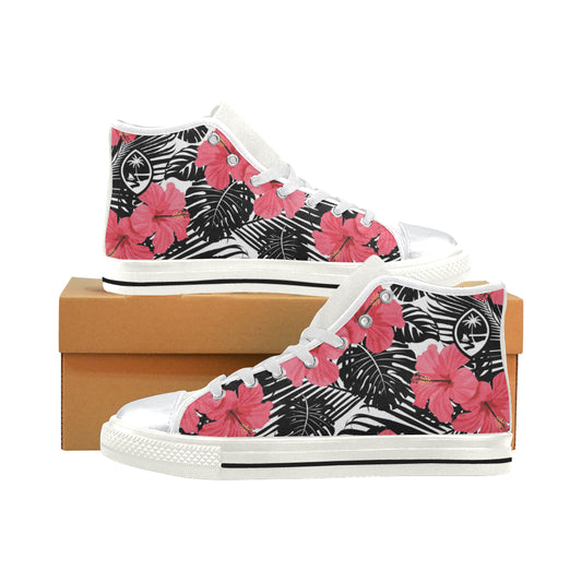 Guam Pink Black Hibiscus High Top Shoe Kids