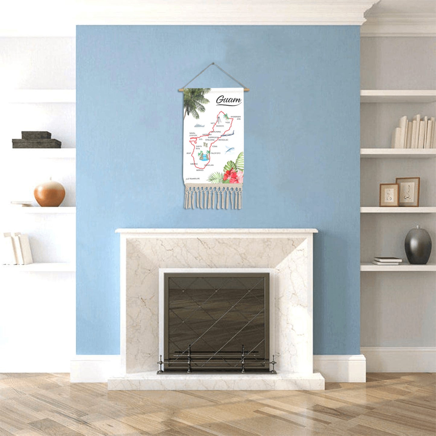 Guam Map Linen Hanging Poster
