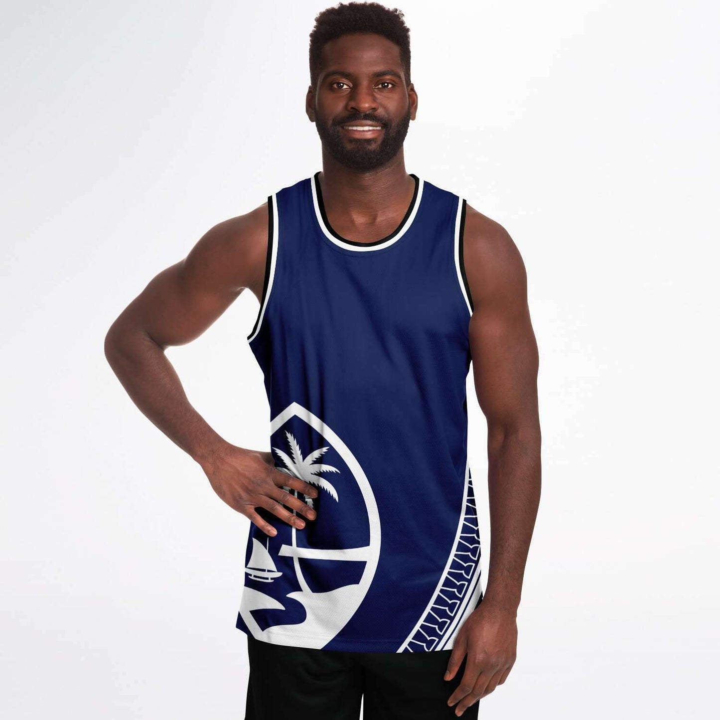 Guam Seal Tribal Blue Basketball Jersey
