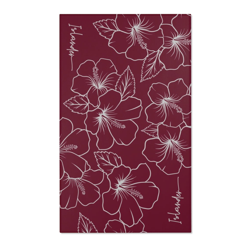 Guam CNMI Modern Hibiscus Red Area Rug