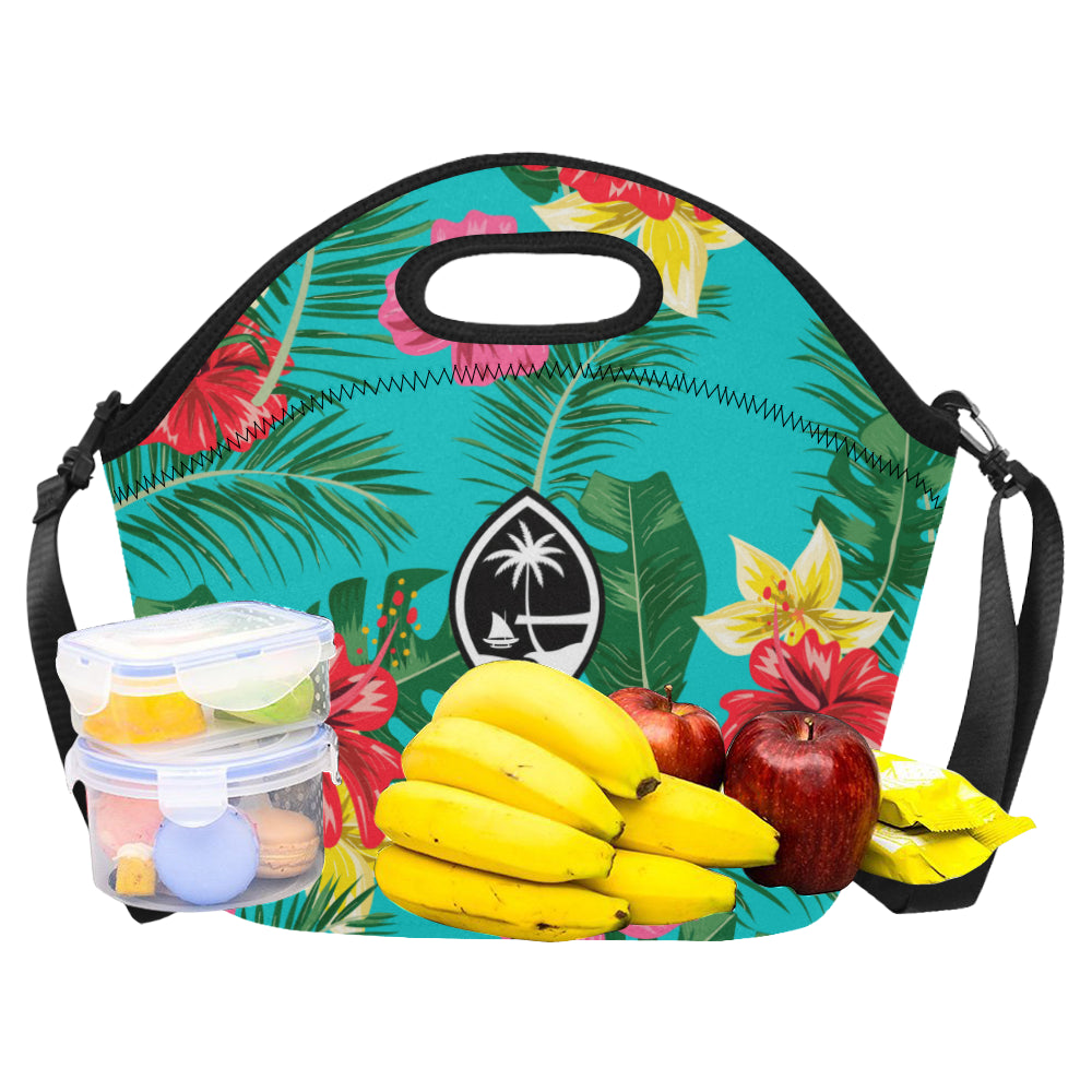 Floral Guam Neoprene Lunch Bag Large