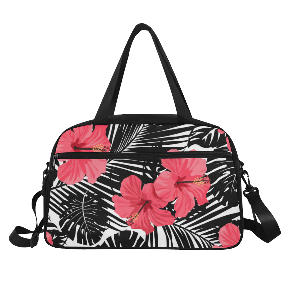 Guam Pink Black Hibiscus Leaves Fitness Gym Bag