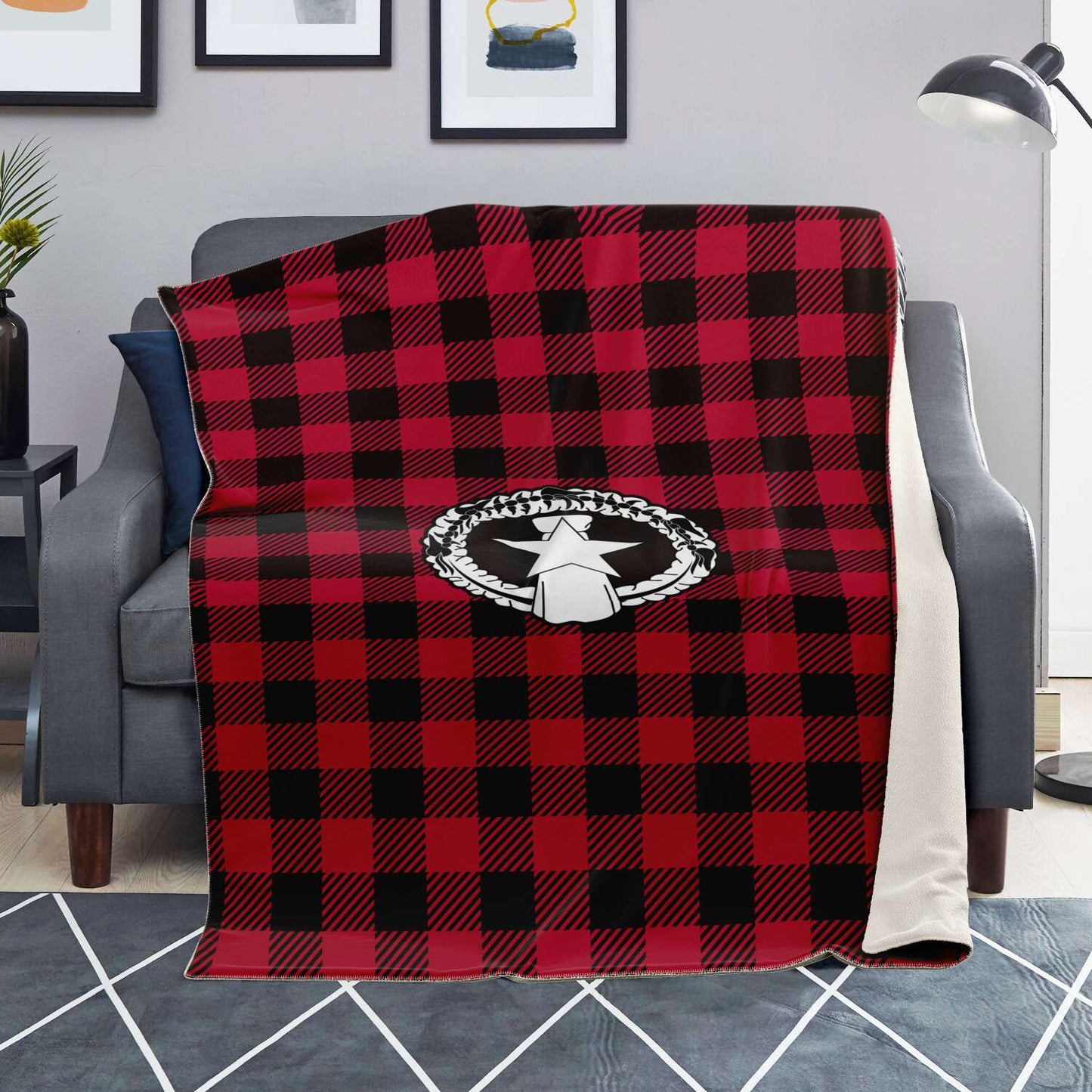 CNMI Saipan Tinian Rota Buffalo Plaid Christmas Microfleece Blanket