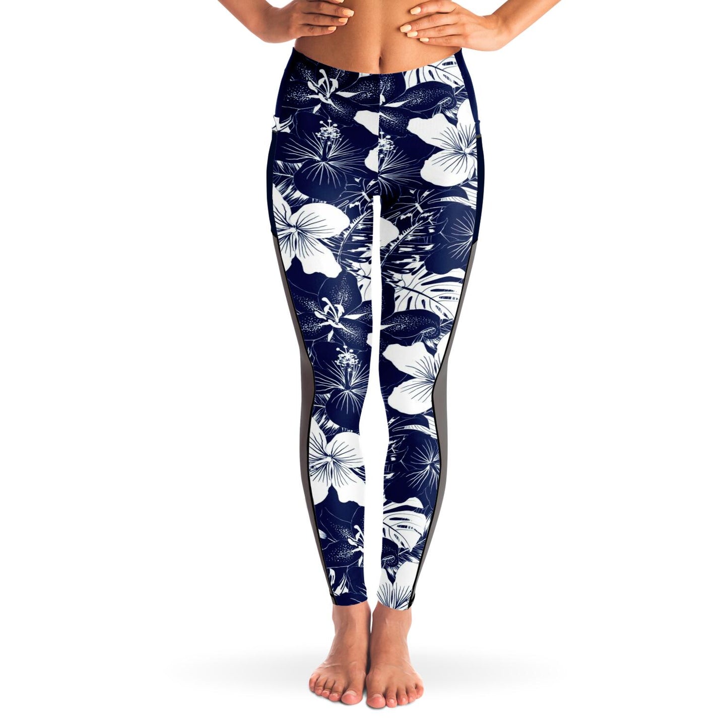 Guam Blue Hibiscus Mesh Leggings