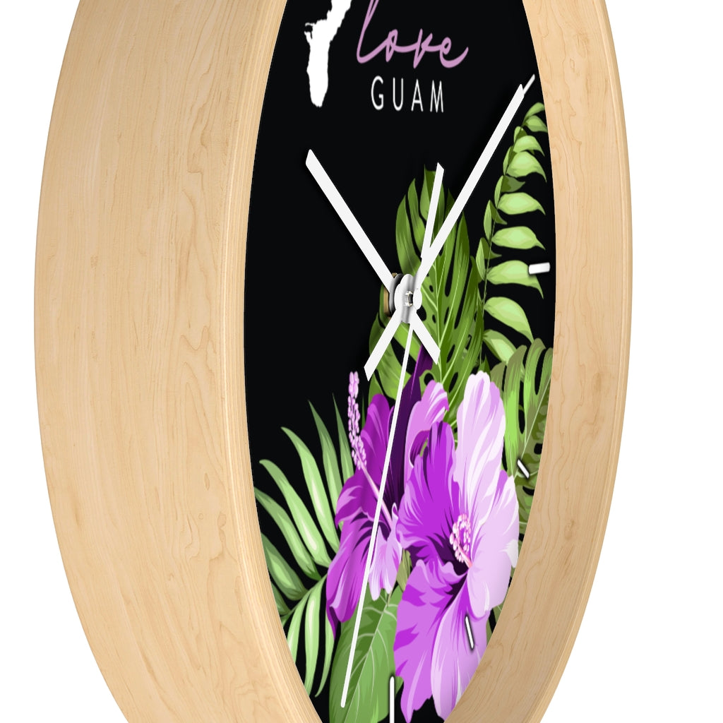 Love Guam Purple Hibiscus Wall clock