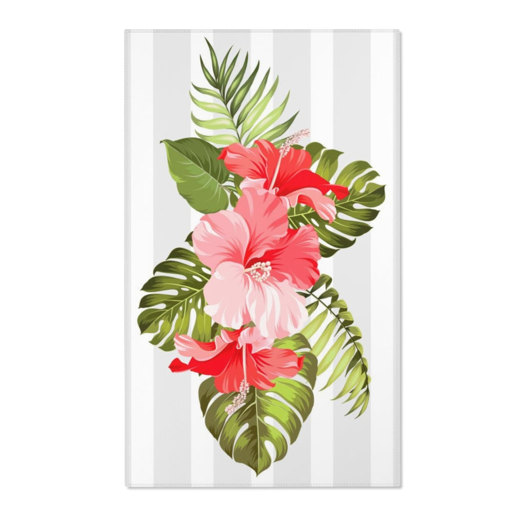 Guam CNMI Striped Hibiscus Nursery Area Rug