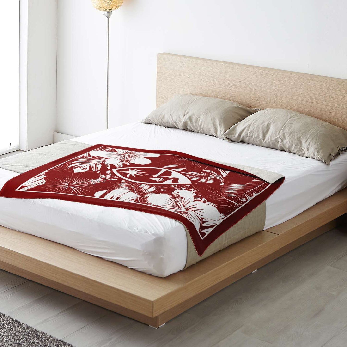 Guam Hibiscus Red Microfleece Blanket