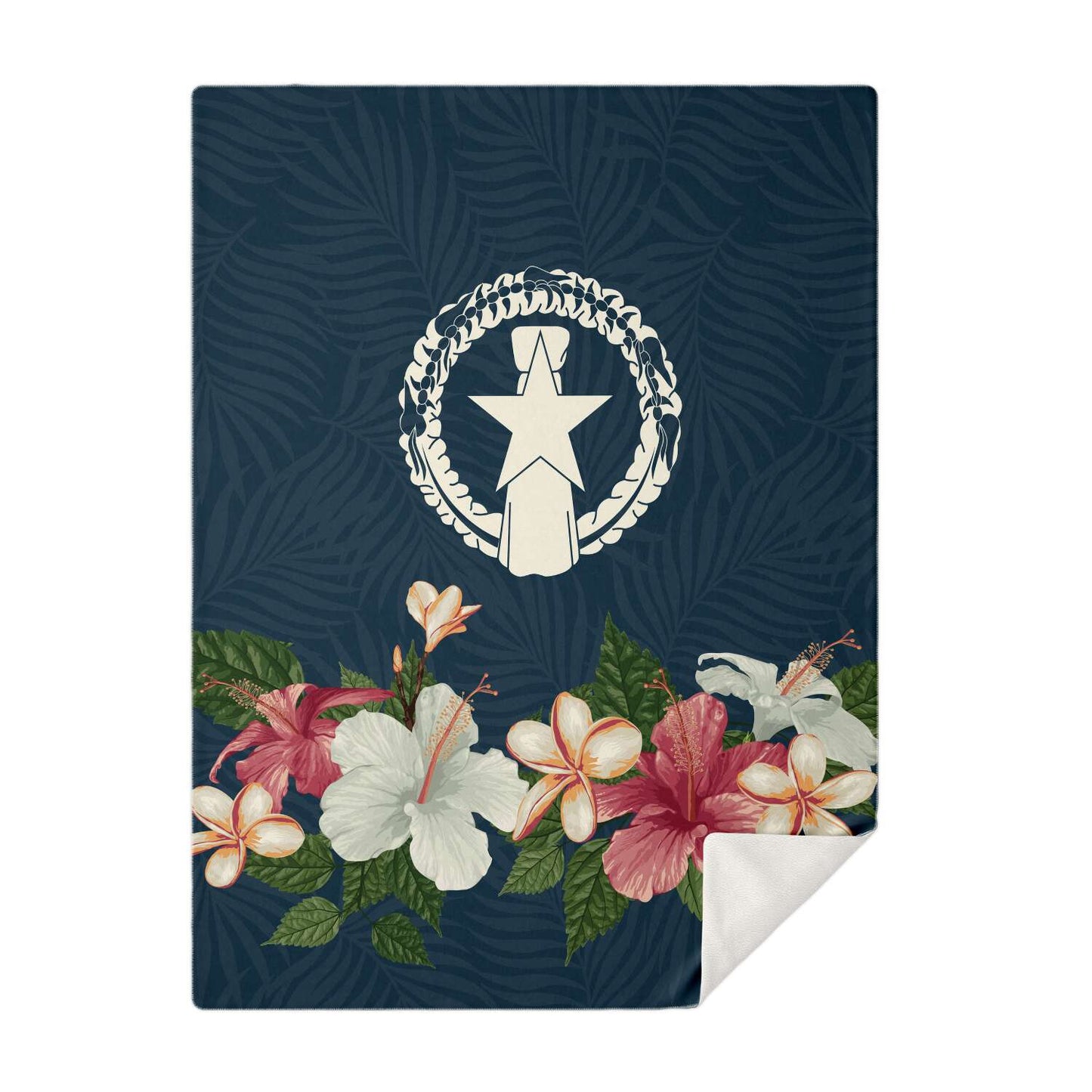 CNMI Seal Vintage Hibiscus Microfleece Blanket