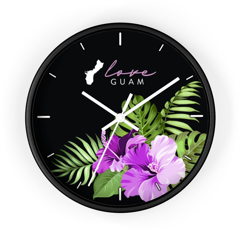 Love Guam Purple Hibiscus Wall clock