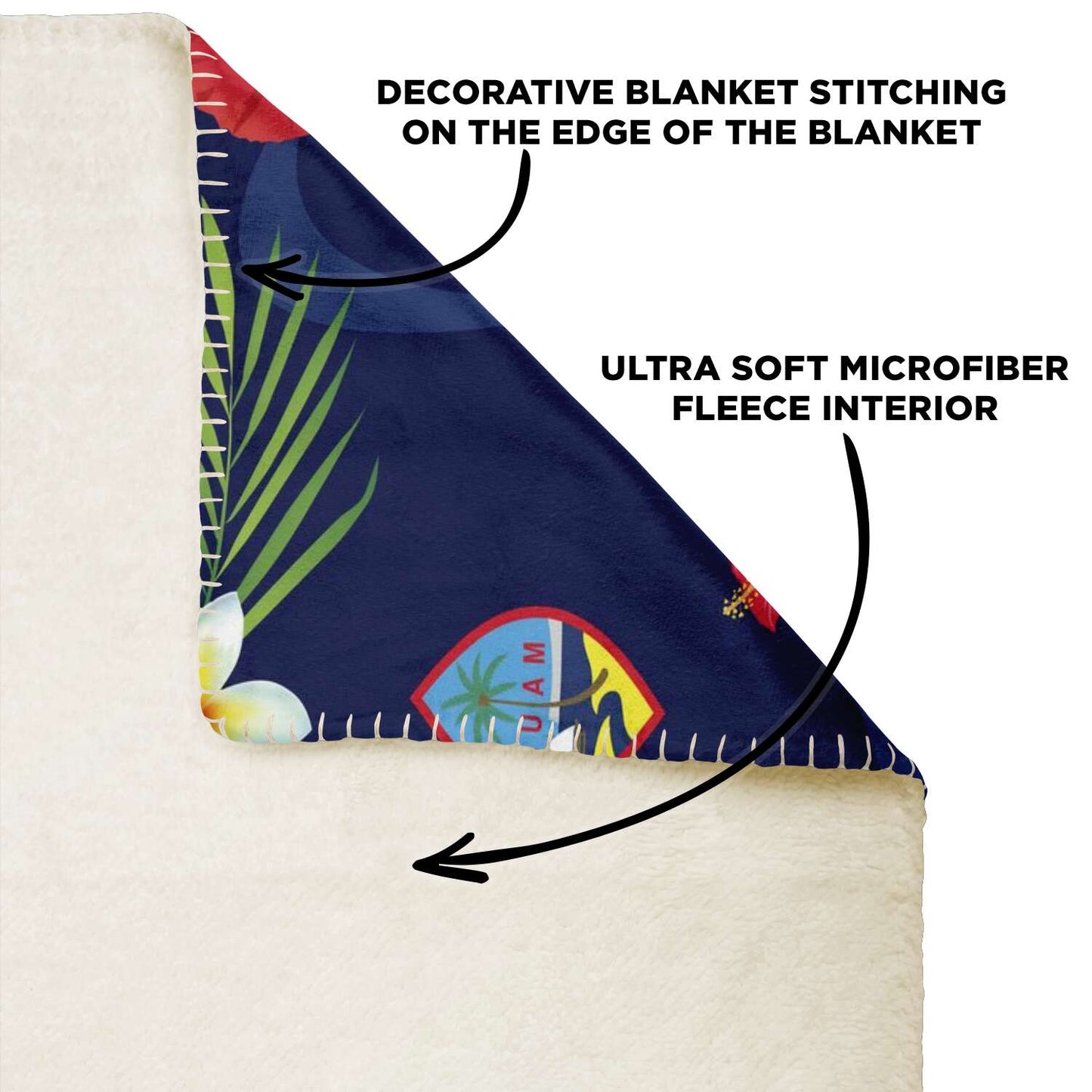 Guam Flag Flowers Microfleece Blanket