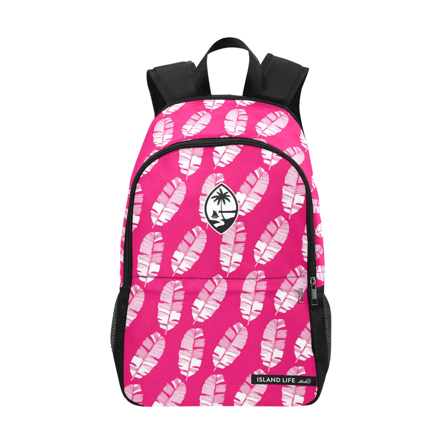 Guam Banana Leaves Pink Laptop Side Pockets Backpack
