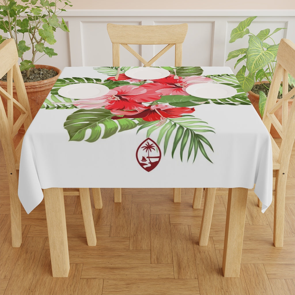 Guam Hibiscus Art Red Table Cloth