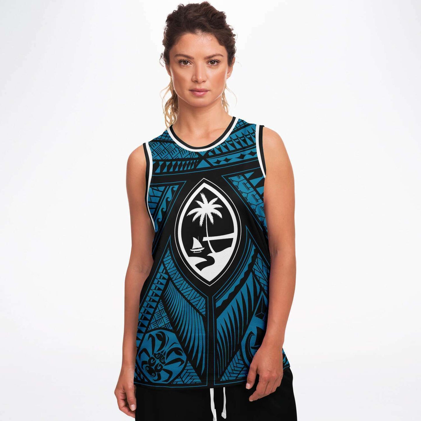 Guahan Tribal Blue Basketball Jersey