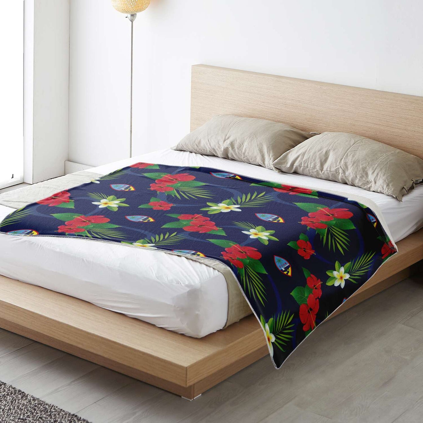 Guam Flag Flowers Microfleece Blanket