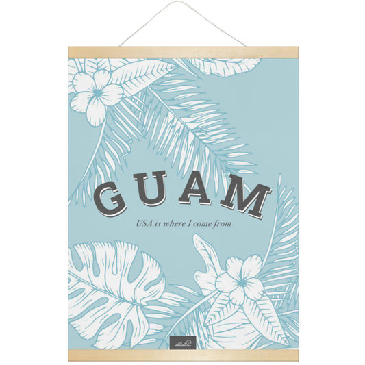 Guam USA Jungle Leaves Hanging Canvas Poster with Wood Frame
