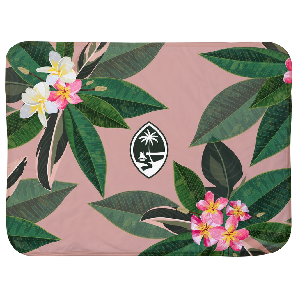 Guam Pink Plumeria Sherpa Baby Blanket