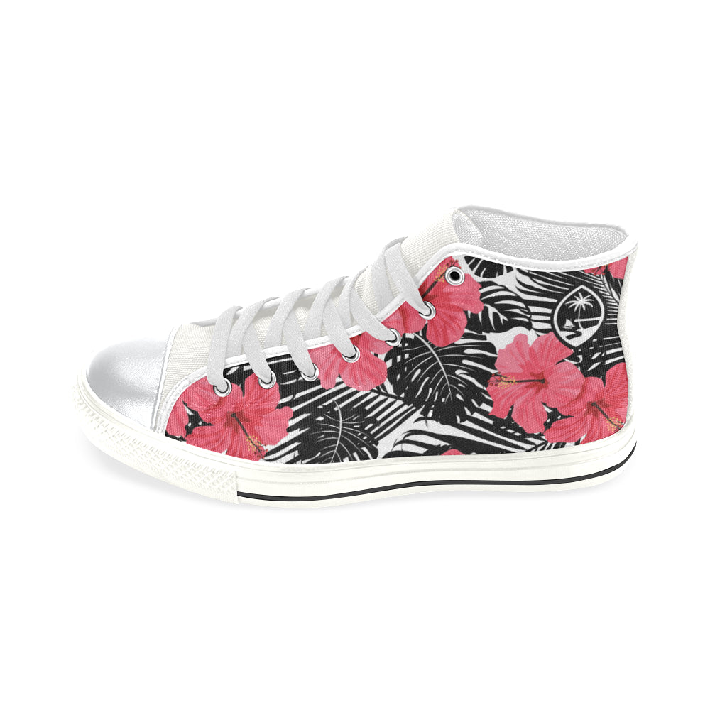 Guam Pink Black Hibiscus High Top Shoe Kids