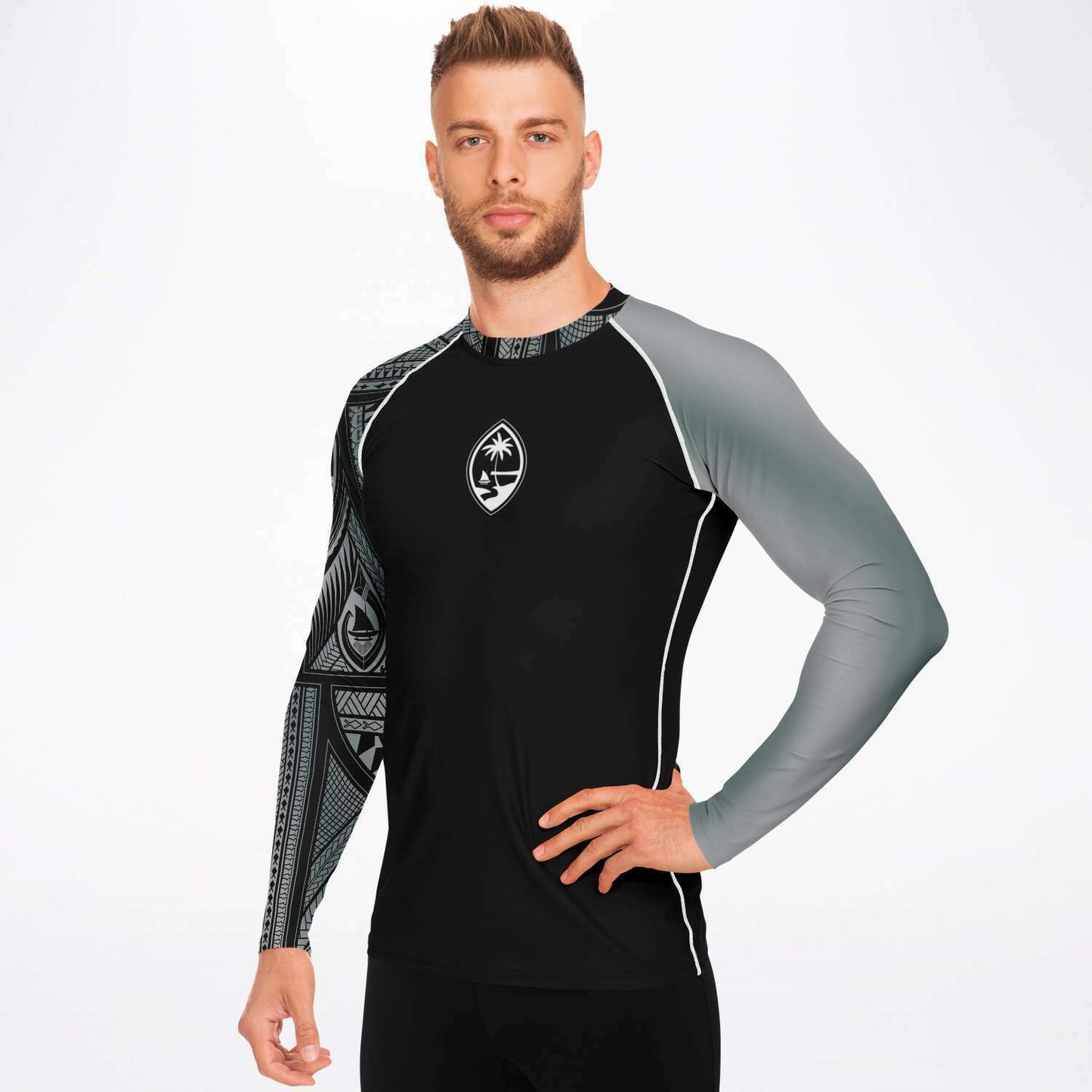 Guahan Tribal Men's Gray Rashguard