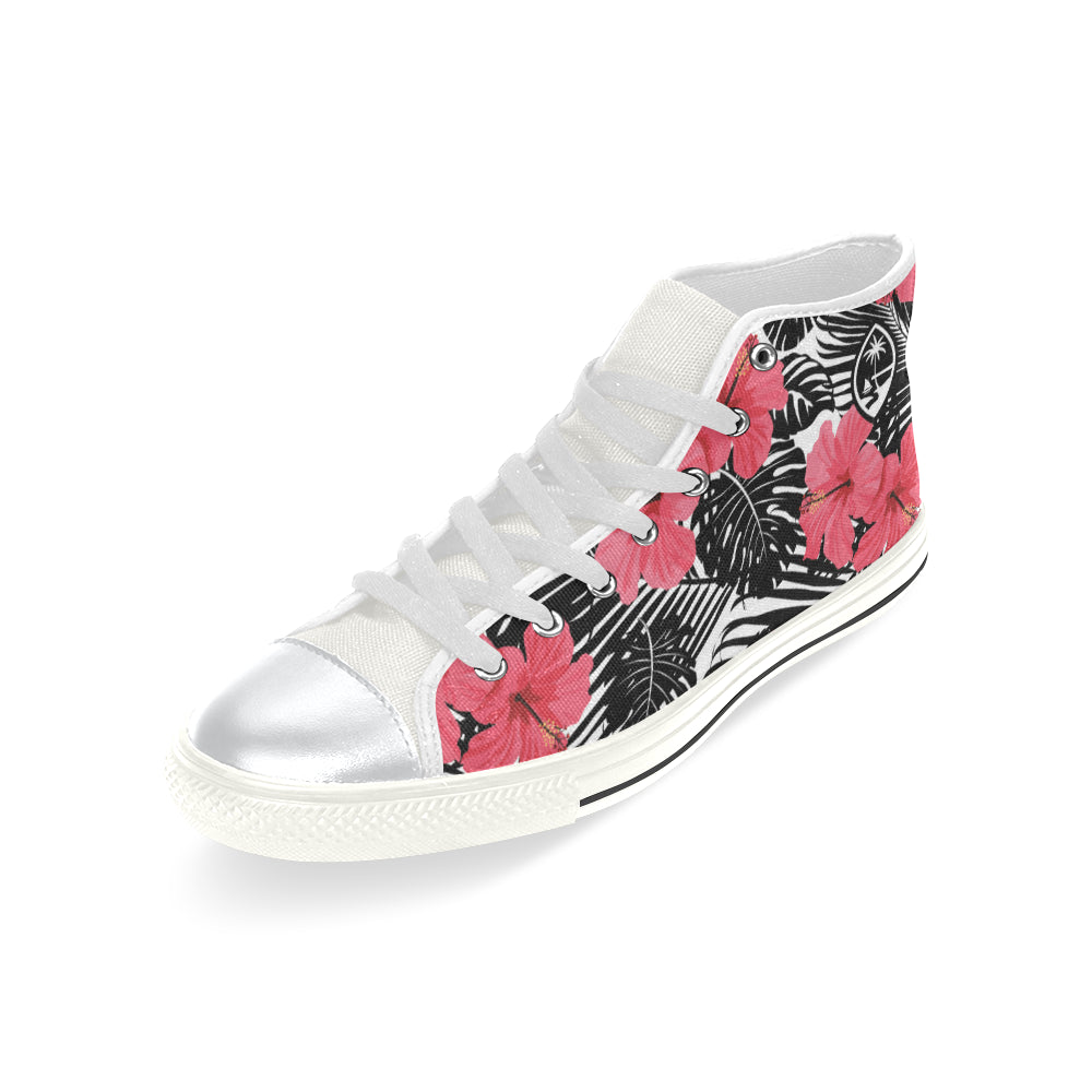 Guam Pink Black Hibiscus High Top Shoe Kids