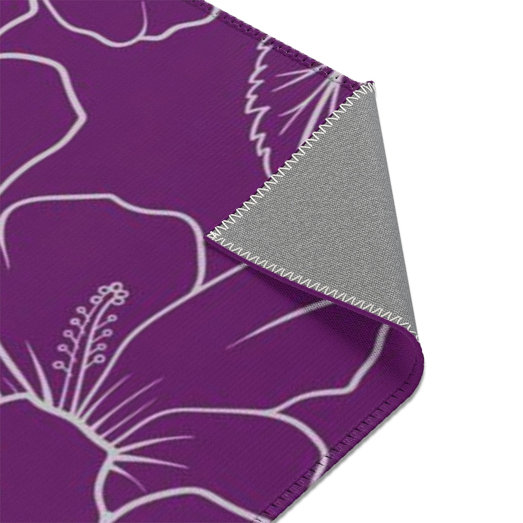 Guam CNMI Modern Hibiscus Purple Area Rug