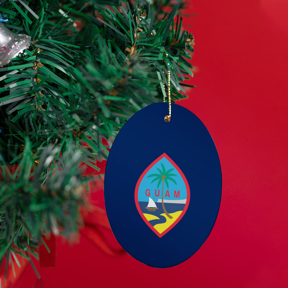Guam Flag Christmas Oval Ornament