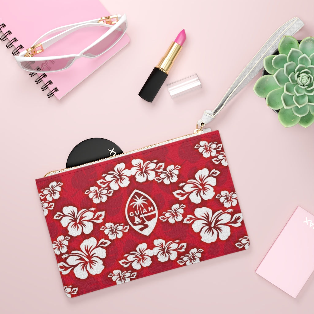 Guam Classic Red Hibiscus Clutch Bag
