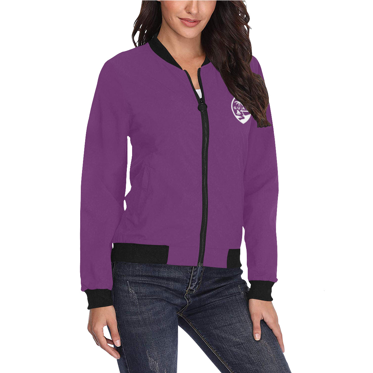 Guam Map Purple Women's Bomber Jacket