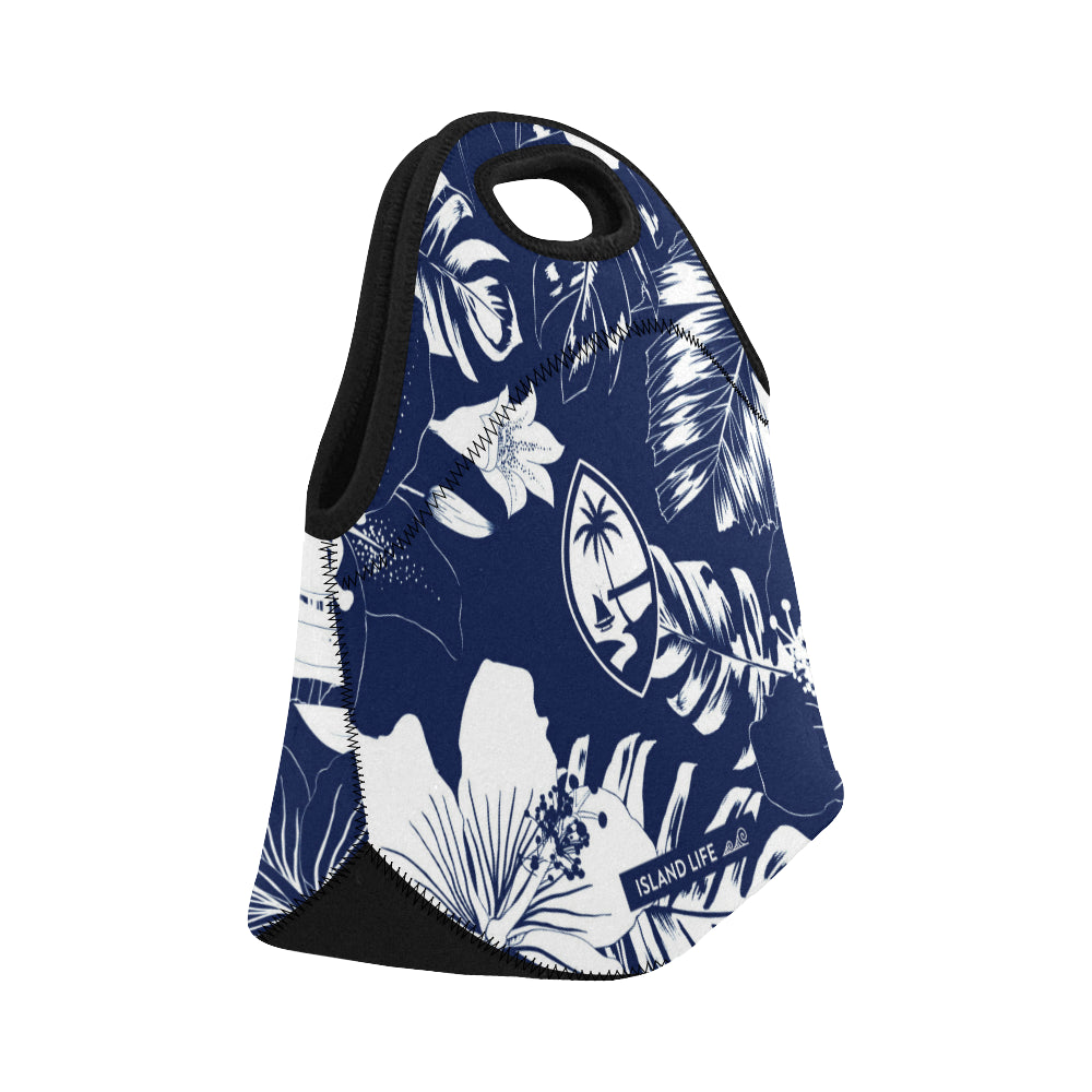 Guam Blue Floral Neoprene Lunch Bag Small