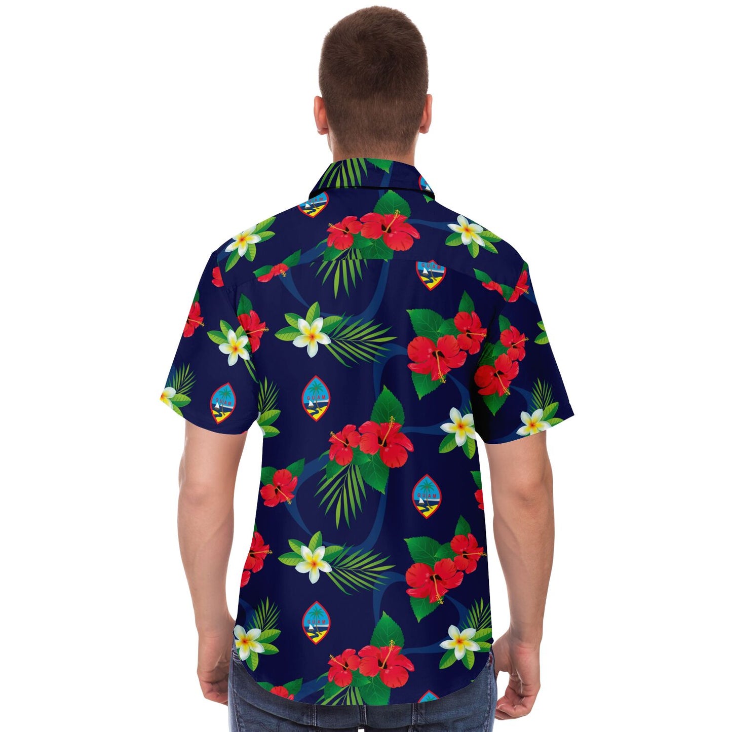 Guam Flag Flowers Button Down Shirt