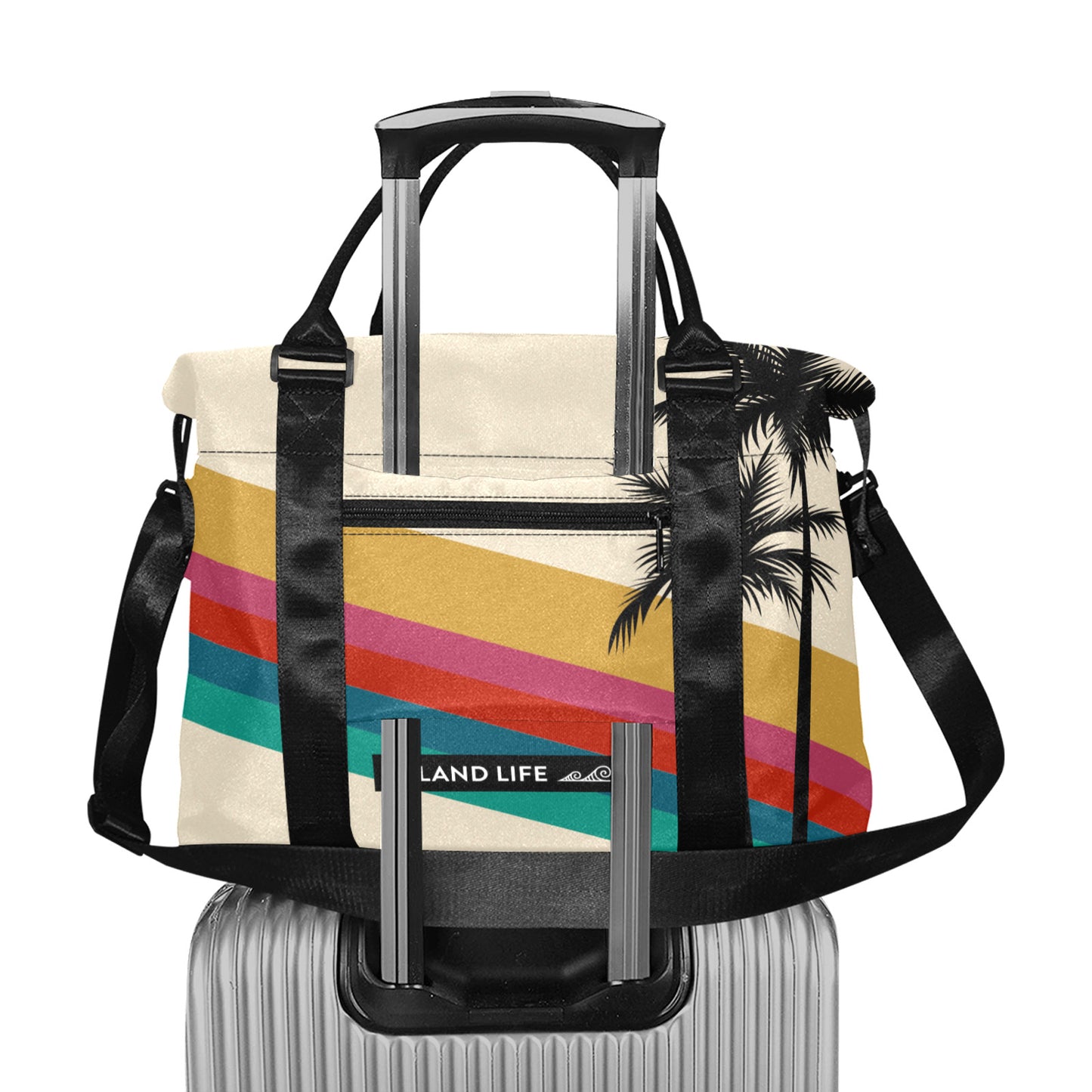 Retro Rainbow Guam CNMI Large Travel Duffel Bag