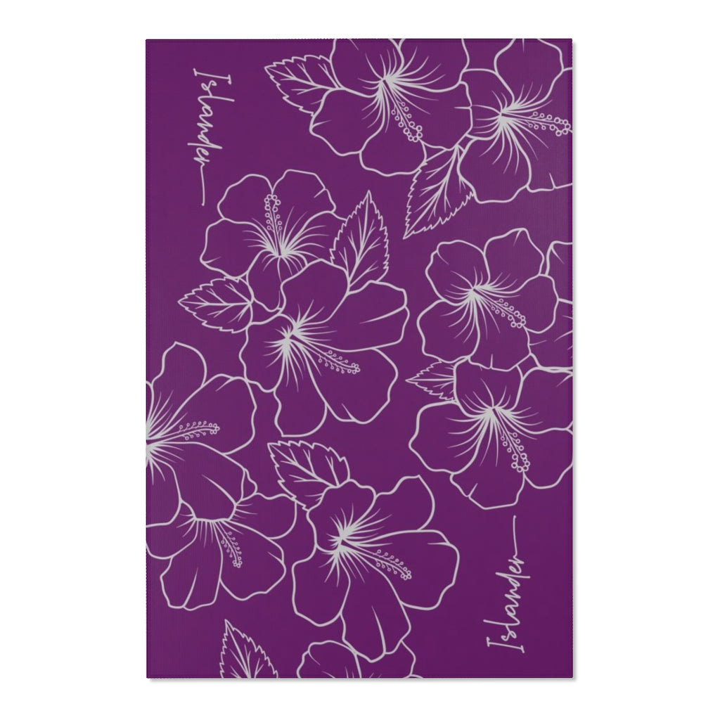 Guam CNMI Modern Hibiscus Purple Area Rug
