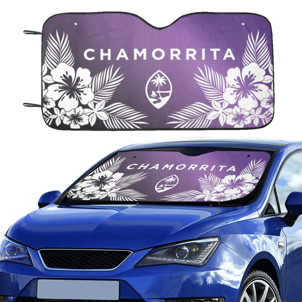 Chamorrita Guam Tropical Hibiscus Purple Car Sun Shade