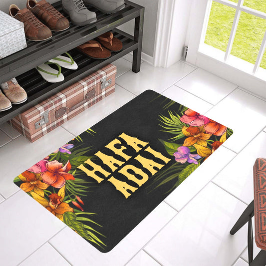 Hafa Adai Vintage Floral Chamorro Guam CNMI Doormat 30"x18"