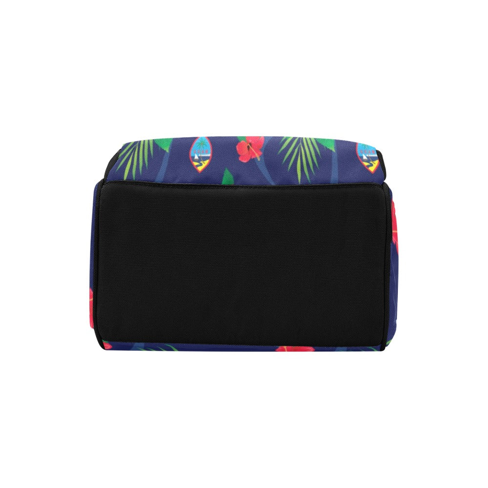 Guam Flag Flowers Multi-Function Baby Diaper Backpack Bag