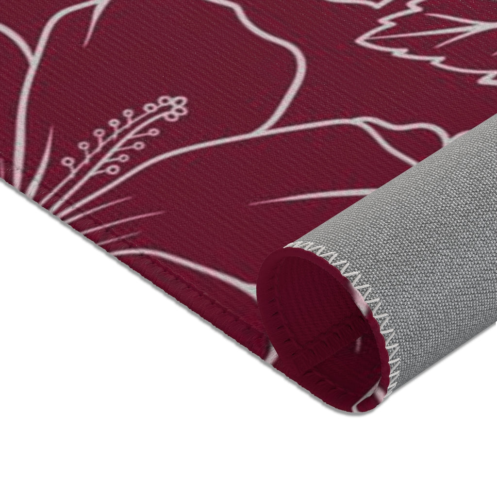Guam CNMI Modern Hibiscus Red Area Rug