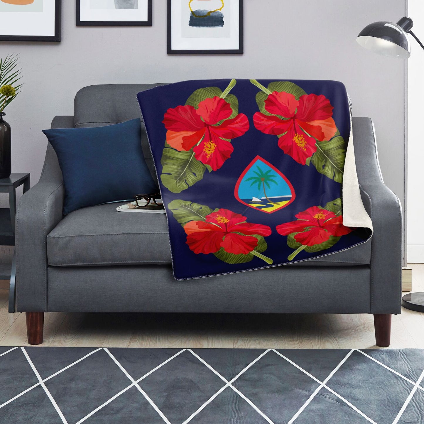 Guam Seal Hibiscus Paradise Microfleece Blanket