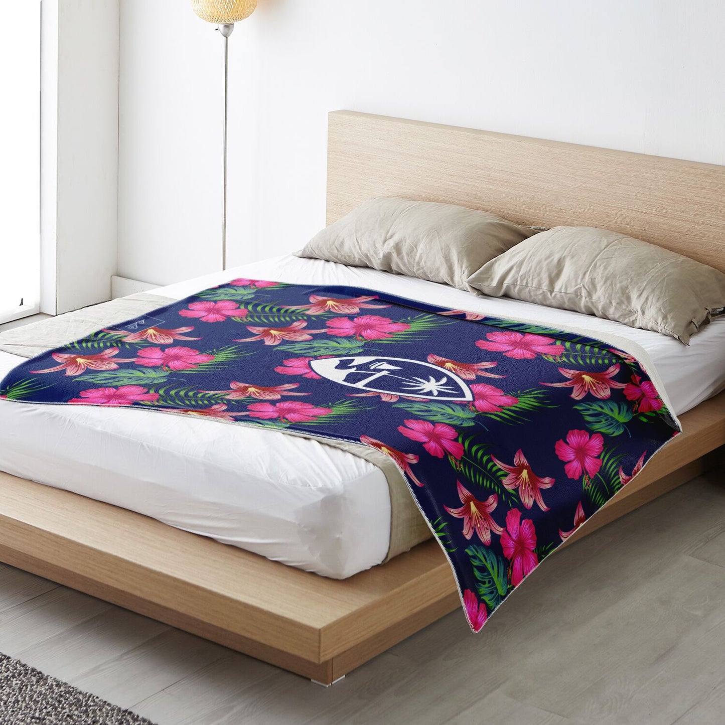 Guam Hibiscus Island Blue Microfleece Blanket