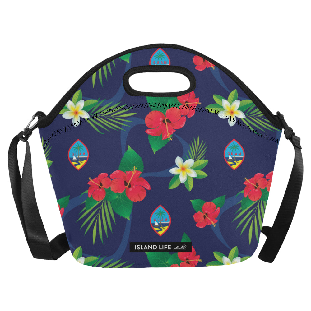 Guam Flag Flowers Neoprene Lunch Bag Large