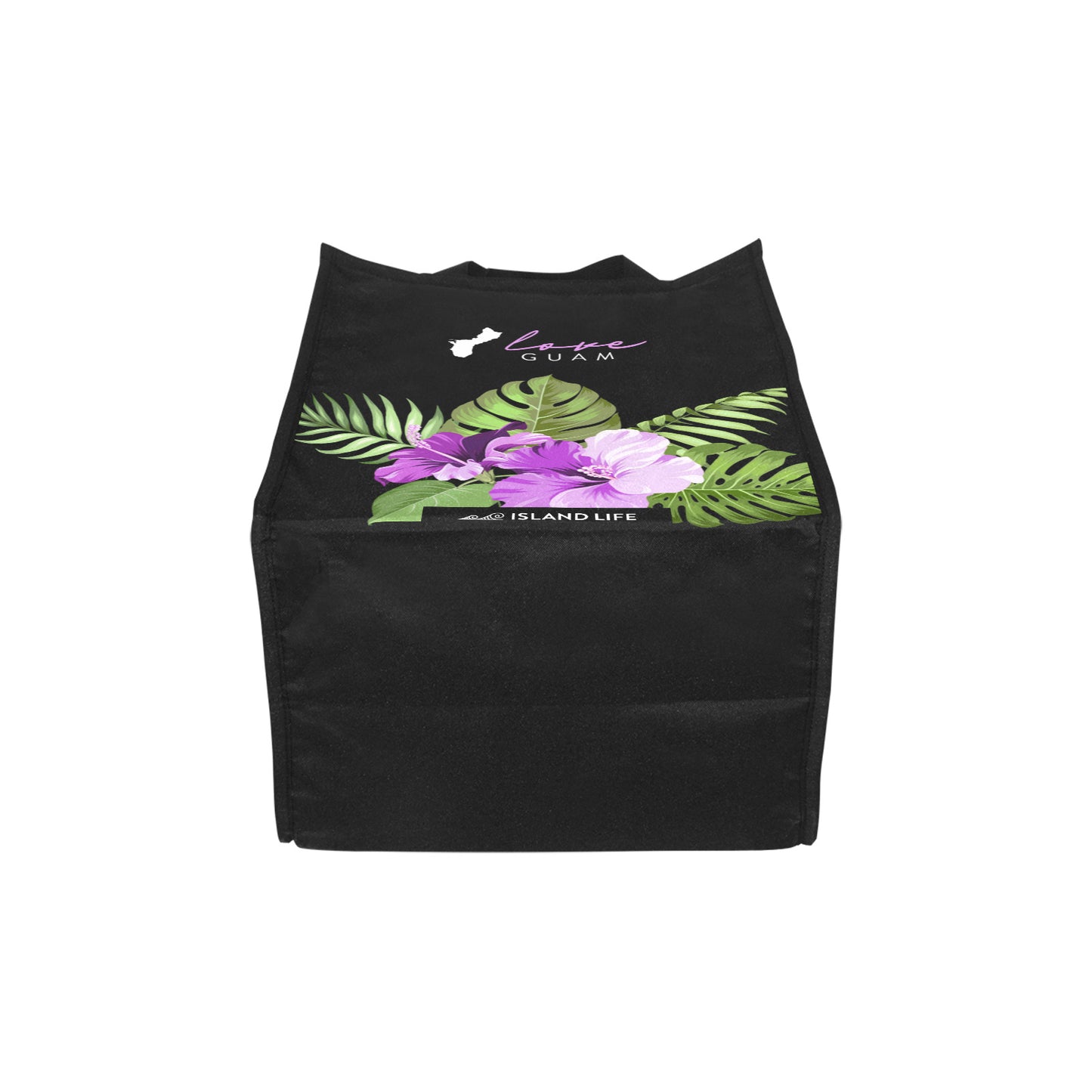 Love Guam Purple Hibiscus Balutan Large Picnic Tote Bag
